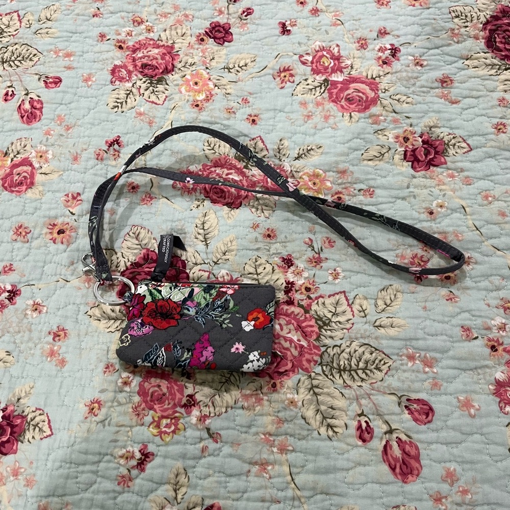 Vera Bradley Hops Blooms Zip ID Lanyard